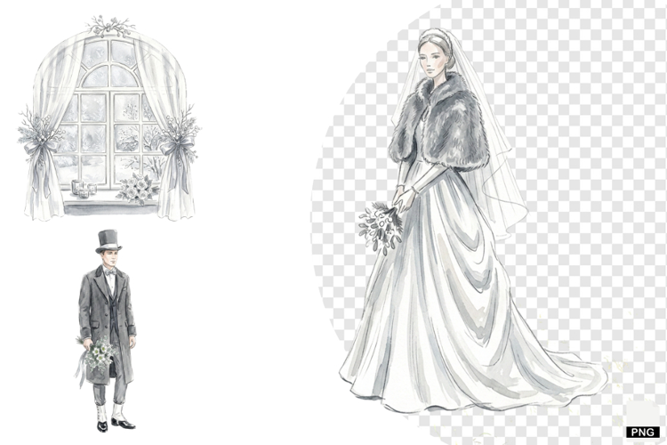 Snowy Romance Wedding Clipart