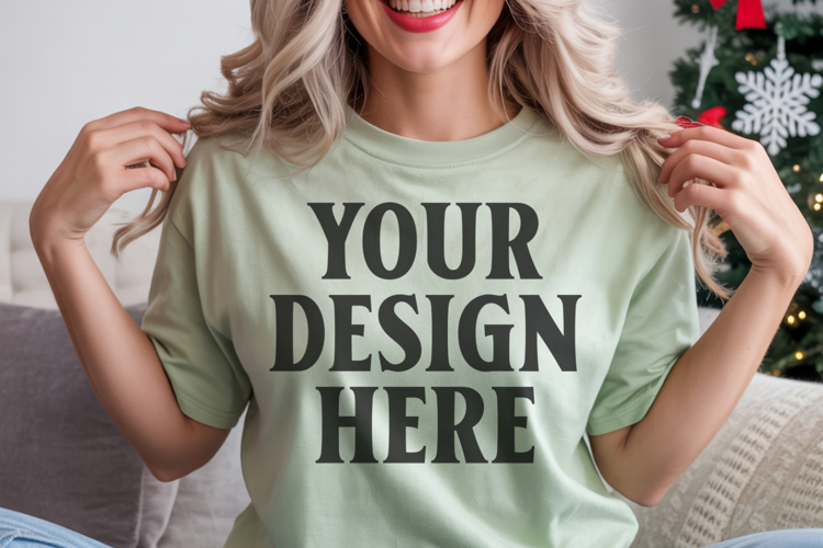 Bay Comfort Colors 1717 Christmas Shirt Mockup, Cozy Mockup