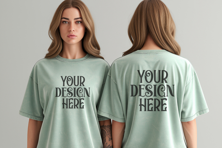 Comfort Colors 1717 Chalky Mint Front & back T shirt mockups