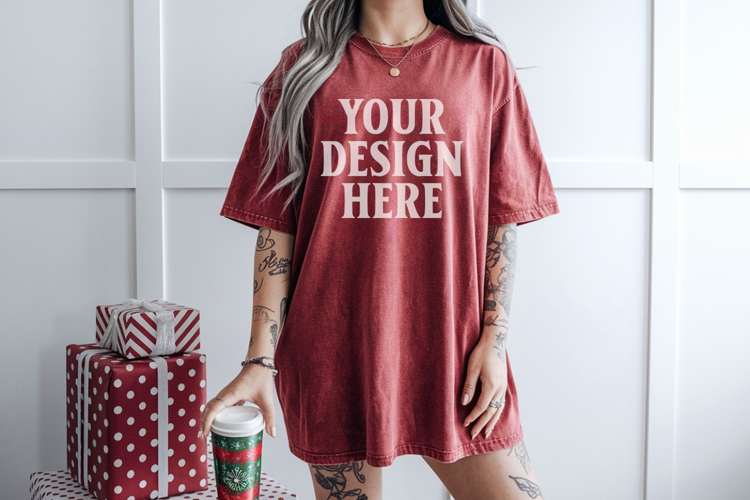 Crimson Christmas Comfort Colors 1717 TShirt Mockup,cc17