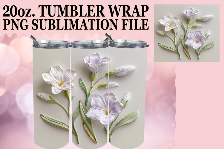 3D Flower Serenity: Sublimation 20oz Tumbler example image 1