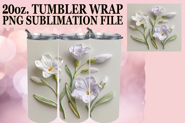 3D Flower Serenity: Sublimation 20oz Tumbler