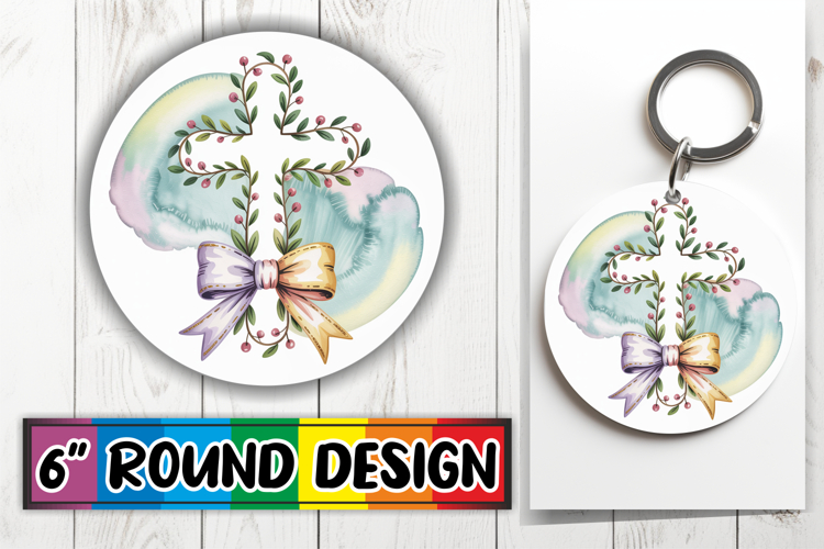 Joyful Circle Keychains for Gifts, Cross and Bow