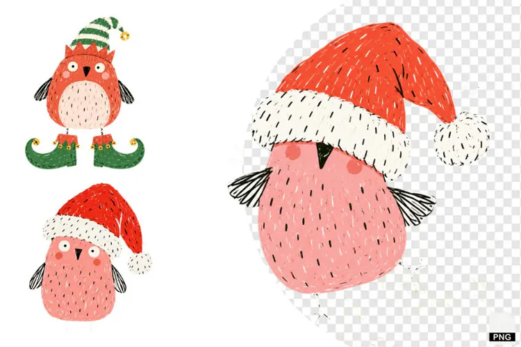 Quirky Christmas Birds PNGs