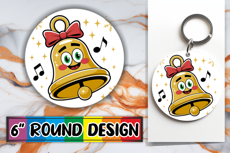 Joyful Circle Keychain Sublimation, Cute Christmas