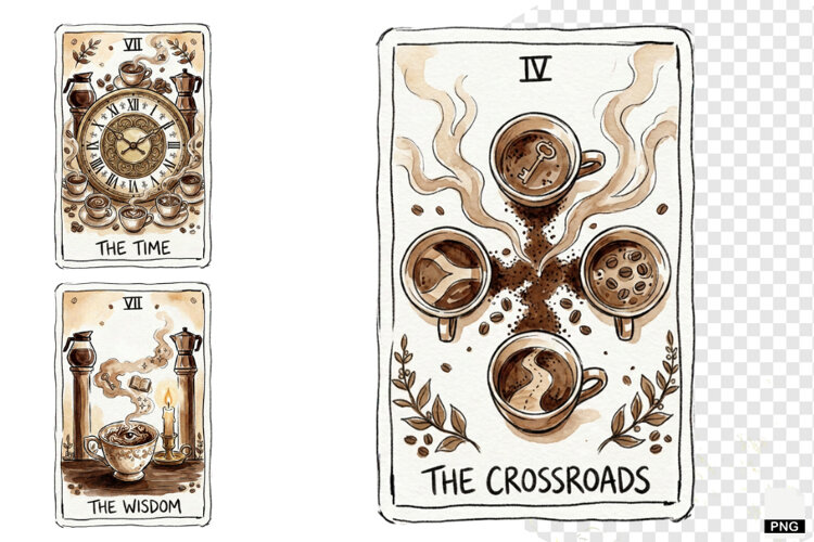 Coffee Time Tarot Cards PNG example image 1