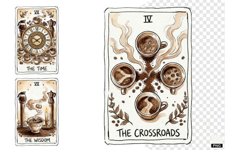 Coffee Time Tarot Cards PNG