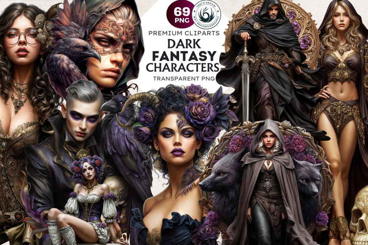 Dark Fantasy Characters Clipart | Gothic Warriors & Witches