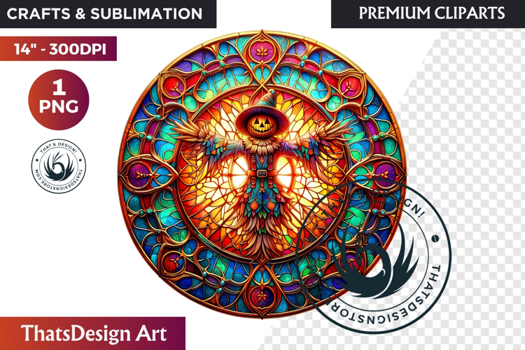 Autumn Stained Glass PNG, Fall Thanksgiving Pumpkin clipart