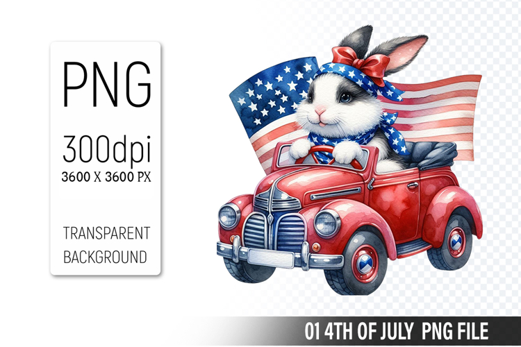 4th Of July Bunny Sublimation Clipart PNG Design