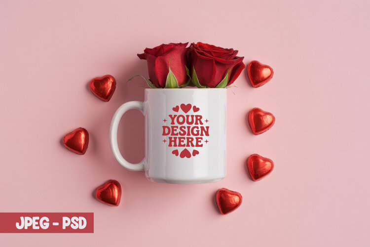 Valentine Cozy Mug PSD JPEG Mockup example image 1