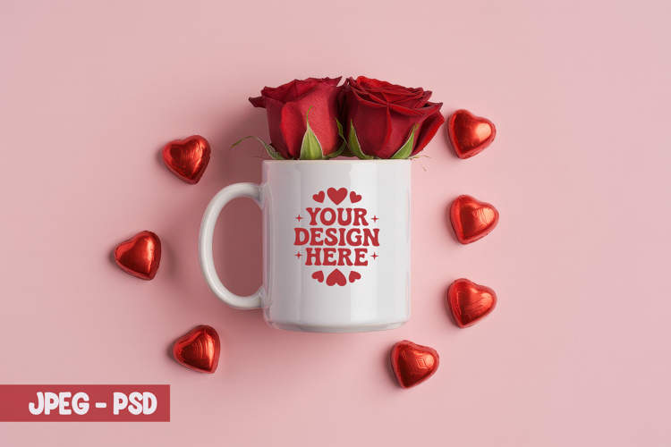 Valentine Cozy Mug PSD JPEG Mockup