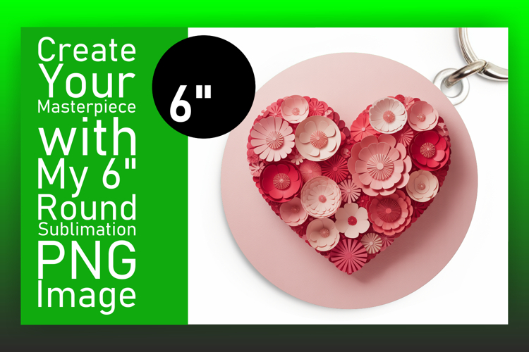 Chic Circle PNG Keychain Design , Flowers Heart