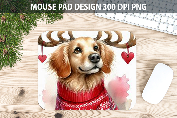 Dog Mouse pad Sublimation - Christmas Animal PNG Design