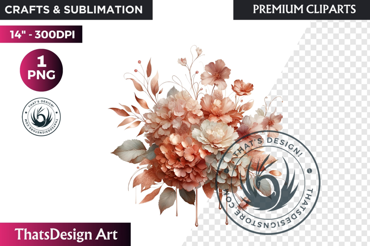 Ethereal Floral arrangements Clipart PNG Rose gold and blush
