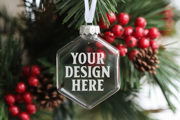Acrylic Christmas Ornament Mockups | Clear Holiday Ornament