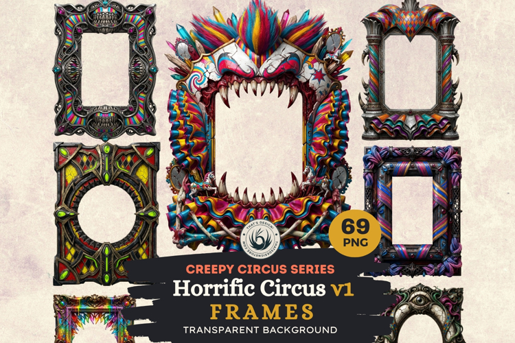 Horrific Circus PNG Frames- Creepy Circus PNG Graphics