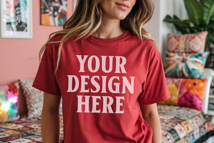 Comfort Colors 1717 Red T-Shirt Mockup