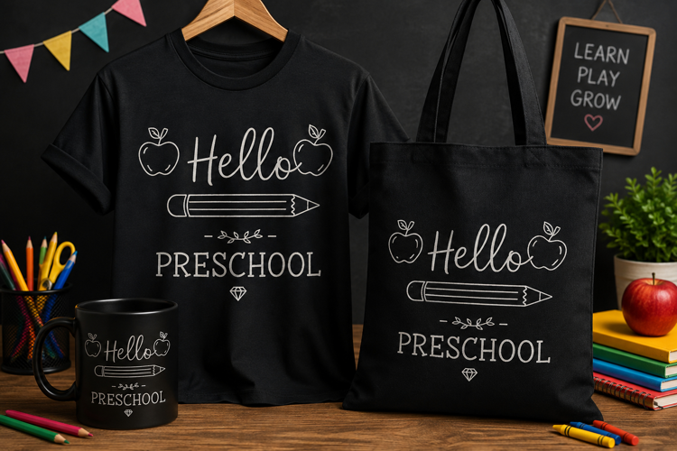 Hello Preschool PNG | Teacher Back to School Apple Design