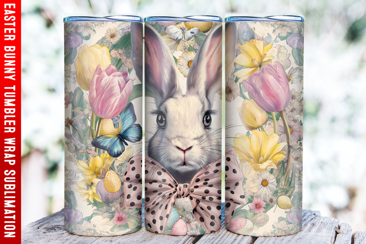 Easter Bunny Tumbler Wrap | 20oz Straight & Tapered Tumbler