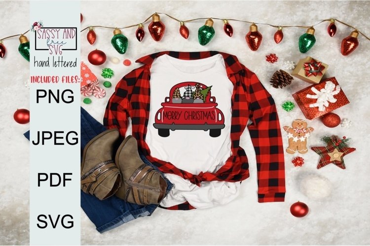 Merry Christmas Truck Sublimation SVG, PNG, & JPEG example image 1