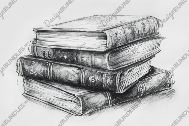 Sketch Stack Of Books Background Wallpaper example image 1