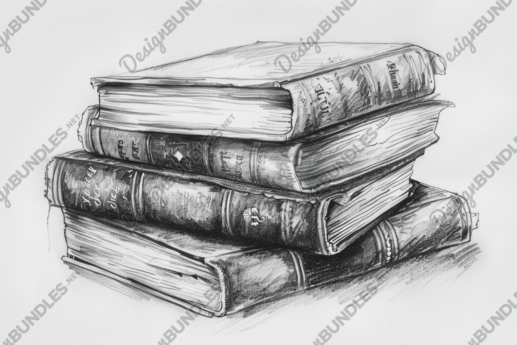 Sketch Stack Of Books Background Wallpaper