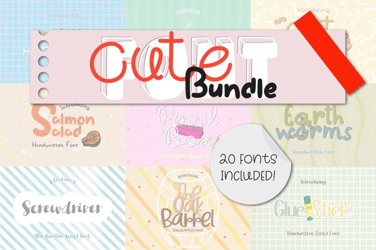 CUTE Font Bundle - 20 Lovely & Quirky Handwritten Fonts example image 1