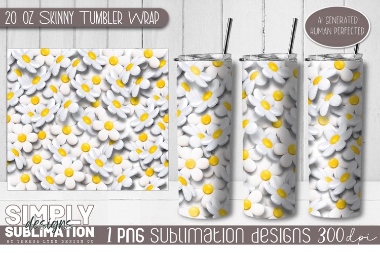3D Kids Seamless Sublimation Skinny Tumbler Wrap| 20oz | Png example image 1