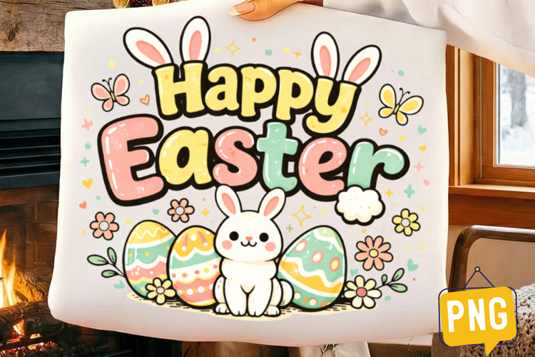 Cute Easter Bunny Sublimation PNG Spring Shirt Design