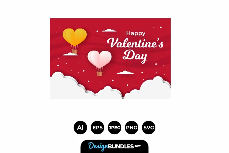 Valentines Day Card in Paper Style