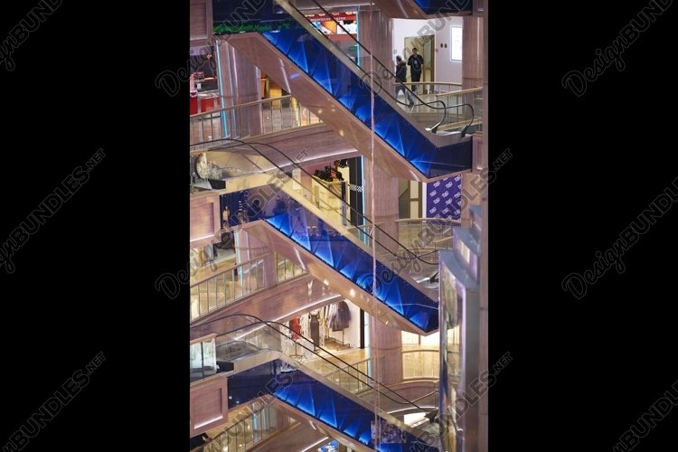 Three escalators in shopping centre Rio