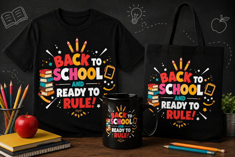 Back to School PNG | Colorful Books Pencil Ready to Rule example image 1