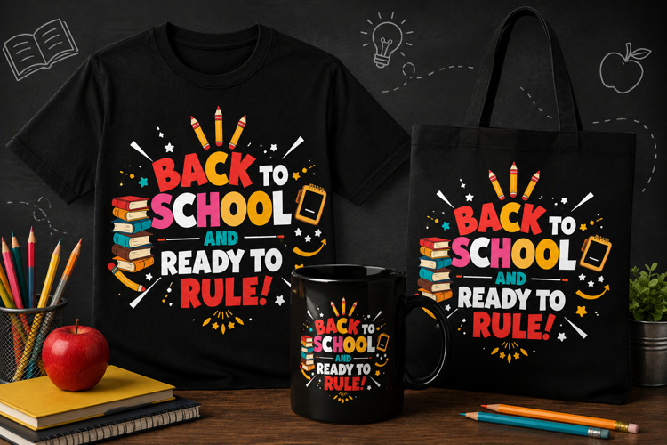 Back to School PNG | Colorful Books Pencil Ready to Rule