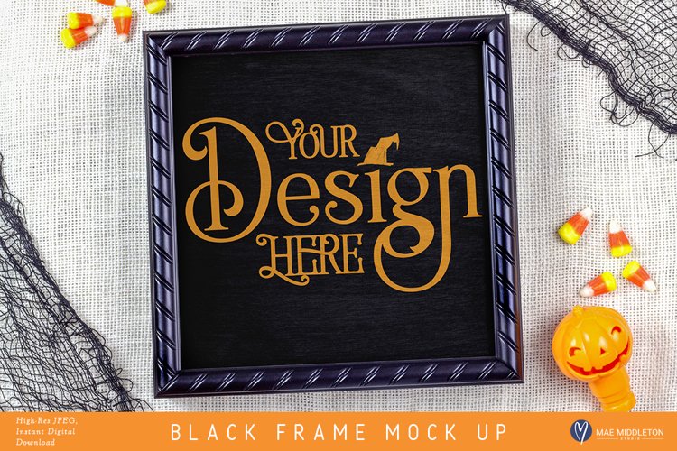 Black Frame Mock up for Halloween example image 1