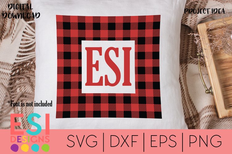 Christmas |Buffalo Square Monogram Frame Design| SVG, DXF, E example image 1