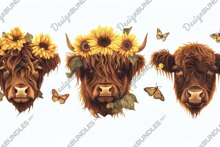 Highland Cows Background Wallpaper example image 1