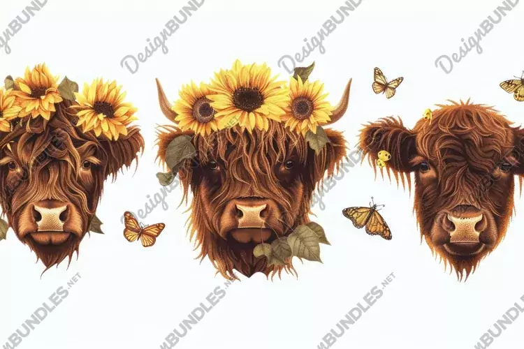 Highland Cows Background Wallpaper