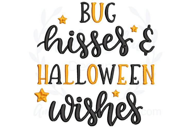 Bug Hisses & Halloween Wishes Embroidery File example image 1