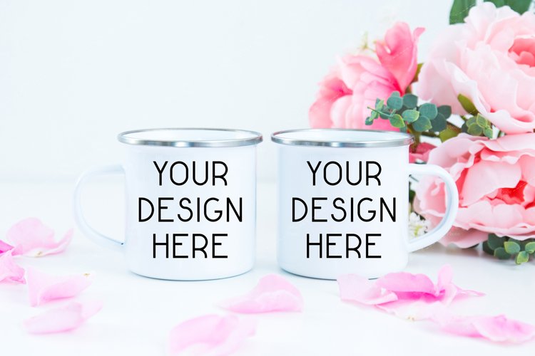 Mug Mockup Valentine's Day White Enamel Coffee Cup Camp example image 1