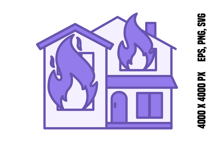 Colored House Fire Icon