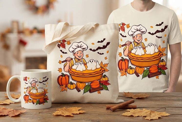 Halloween Pumpkin Pie Chef PNG | Ghost Pie Clipart