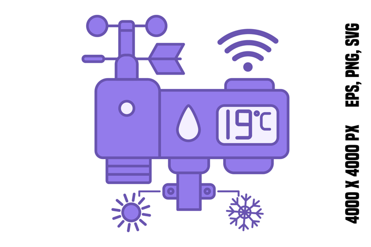Purple Smart Weather Station Icon
