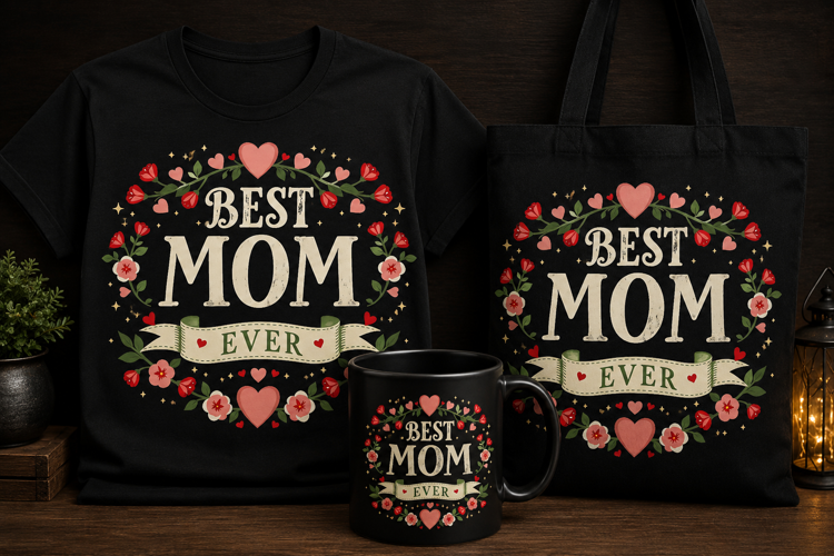 Best Mom Ever PNG | Mother’s Day Floral Heart Design