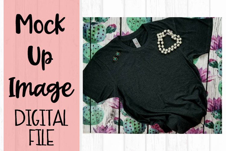 Charcoal Tee on Cactus version 2 Mock Up example image 1
