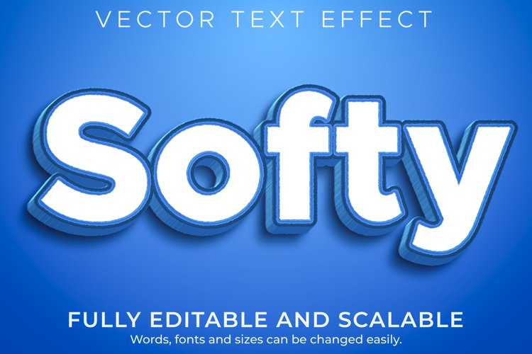 Editable text effect, softy blue text style