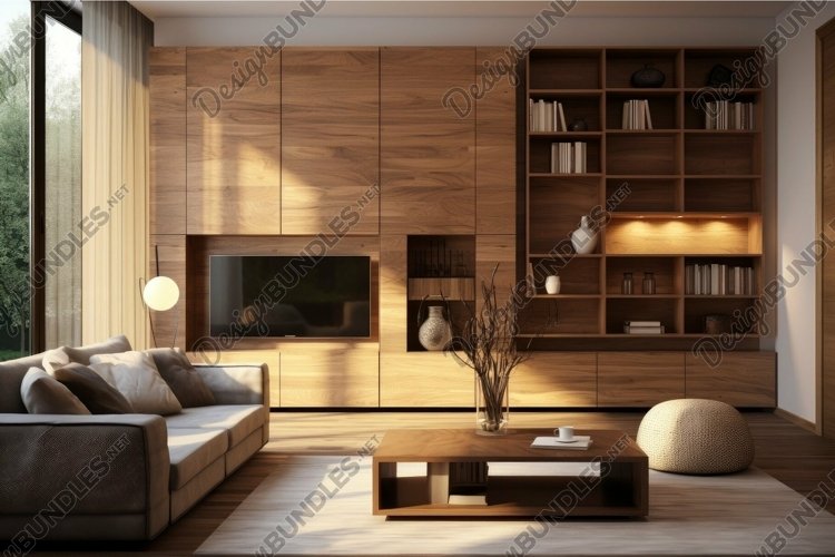 Modern living room interior with elegant wooden (4277418)