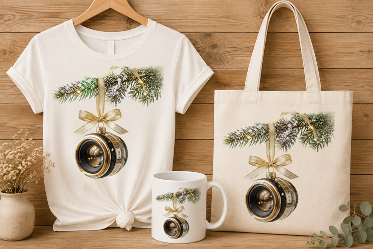 Camera Lens Ornament Christmas Holiday Photography Art PNG