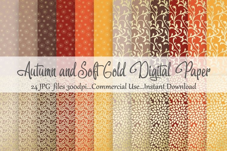 Autumn Fall Soft Gold Digital Paper example image 1