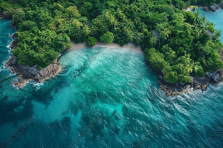 Aerial view turquoise ocean. Summer background. High photo example image 1